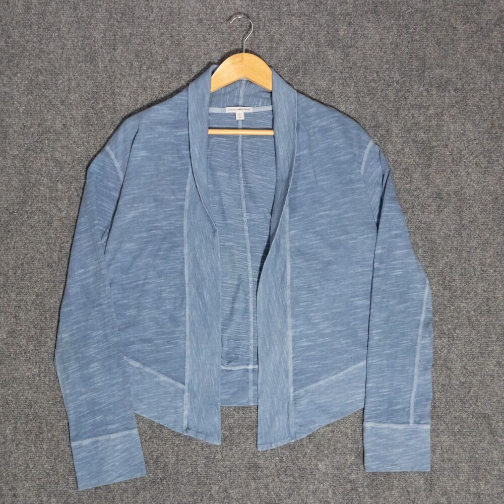 James Perse Standard Draped Open Front Blue Cardigan Sweater 2 Medium Supima